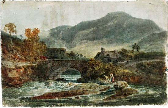 A Single-Arched Stone Bridge And A Cottage, With Possibly Aran Fawddwy Behind by Joseph Turner
