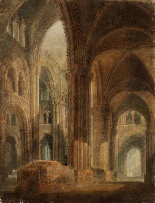 The Interior Of Durham Cathedral, Looking East Along The South Aisle by Joseph Turner