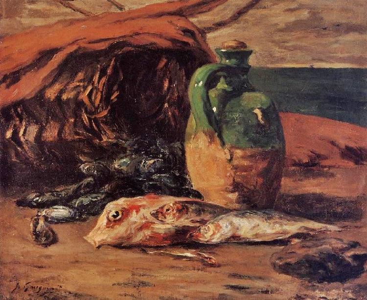 Still Life With Jug And Red Mullet by Paul Gauguin