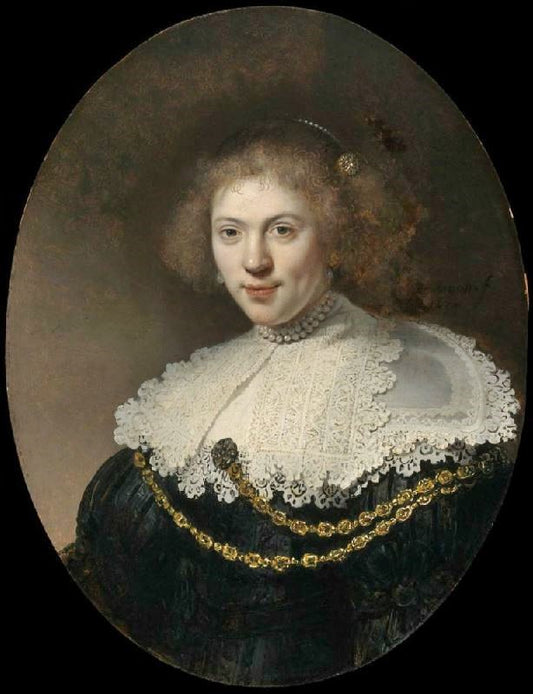 Portrait Of A Woman Wearing A Gold Chain by Rembrandt van Rijn