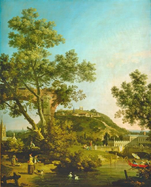 English Landscape Capriccio With A Palace by Canaletto