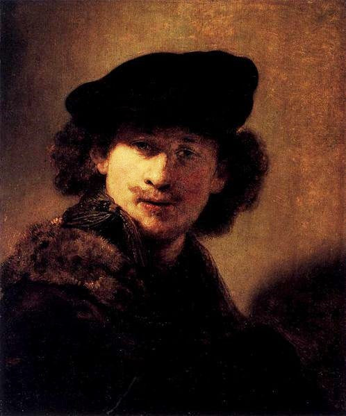Self Portrait In A Velvet Beret by Rembrandt van Rijn