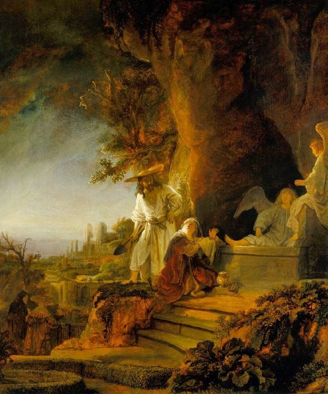 Christ And Saint Mary Magdalene At The Tomb by Rembrandt van Rijn