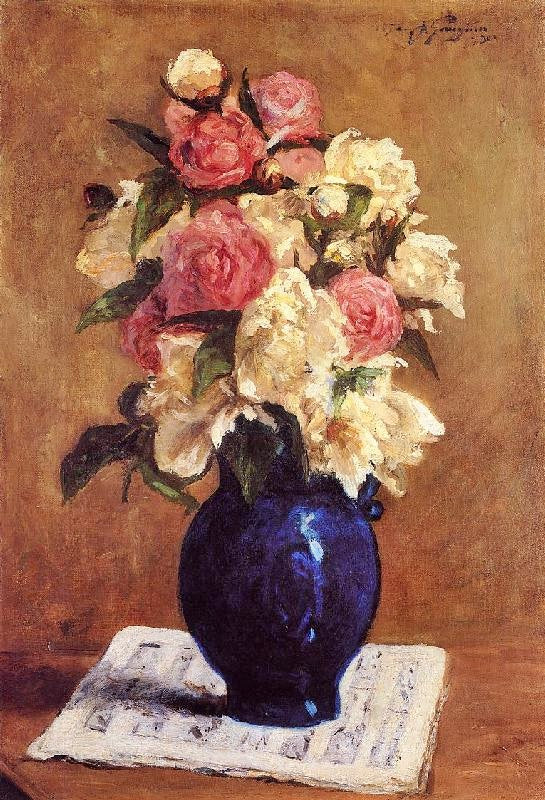 BOUQUET OF PEONIES ON A MUSICAL SCORE