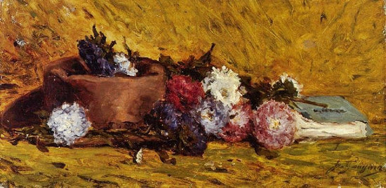 China Asters, Hat And Book by Paul Gauguin
