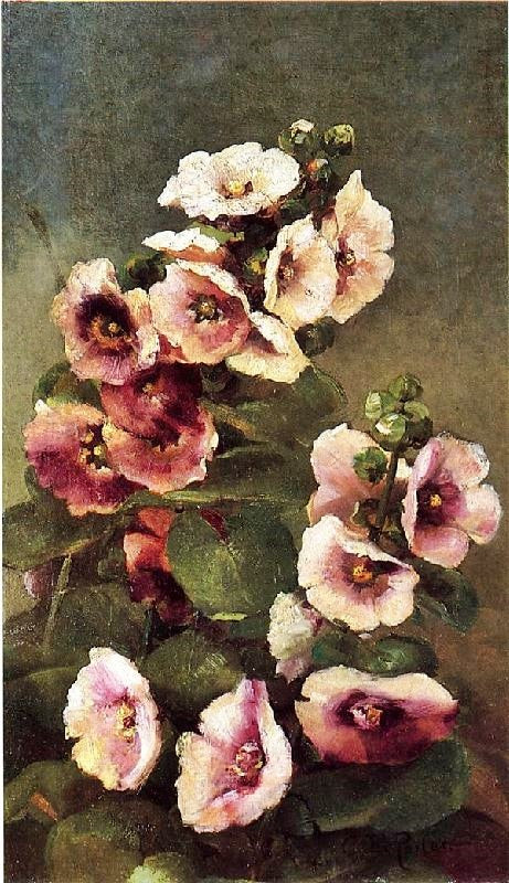 Pink Hollyhocks by Charles Ethan Porter