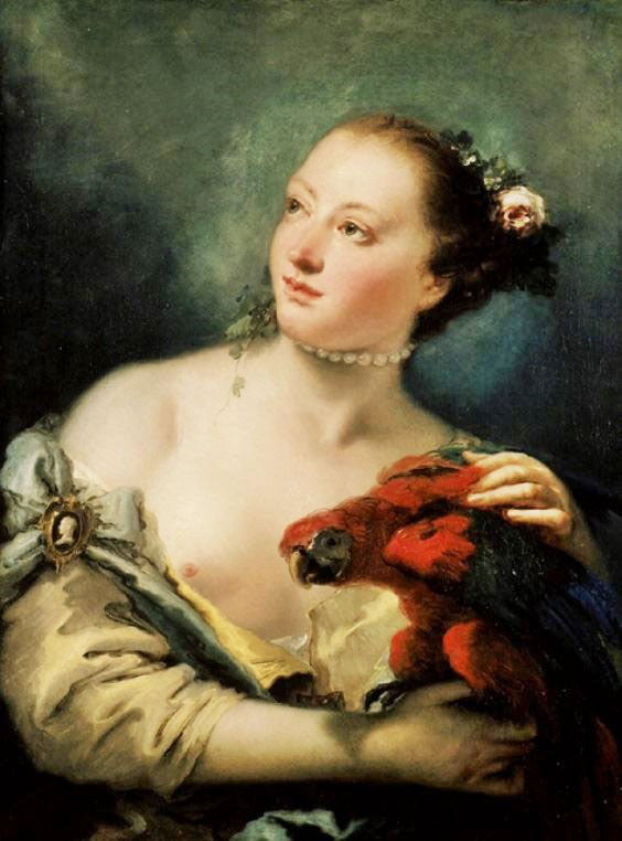 A YOUNG WOMAN WITH A MACAW