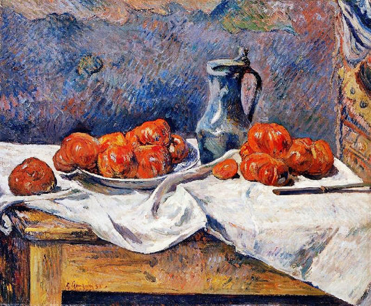 Tomatoes And A Pewter Tankard On A Table by Paul Gauguin