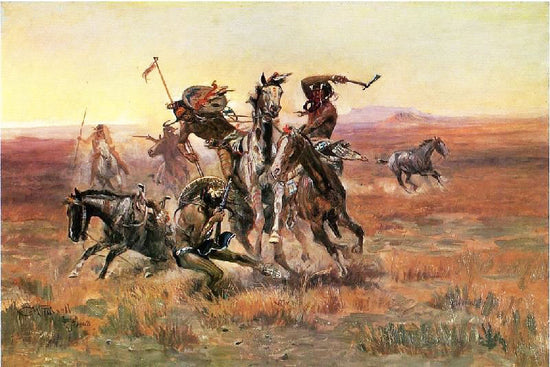 When Blackfeet And Sioux Meet by Charles Marion Russell