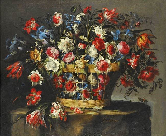 A Still Life With Carnations, Parrot Tulips, Roses, Iris, Daffodils, Etc. by Juan de Arellano