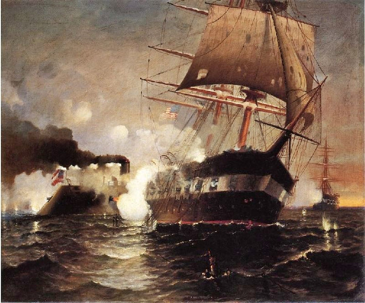 Sinking Of The Cumberland By The Merrimack by Edward Moran