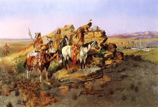 Watching The Settlers by Charles Marion Russell