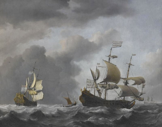 The "Golden Leeuw" At Sea In Heavy Weather by Willem van de Velde