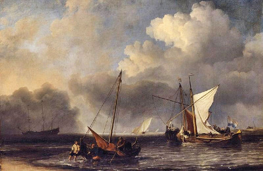 Vessels Off The Dutch Coast In A Moderate Breeze by Willem van de Velde