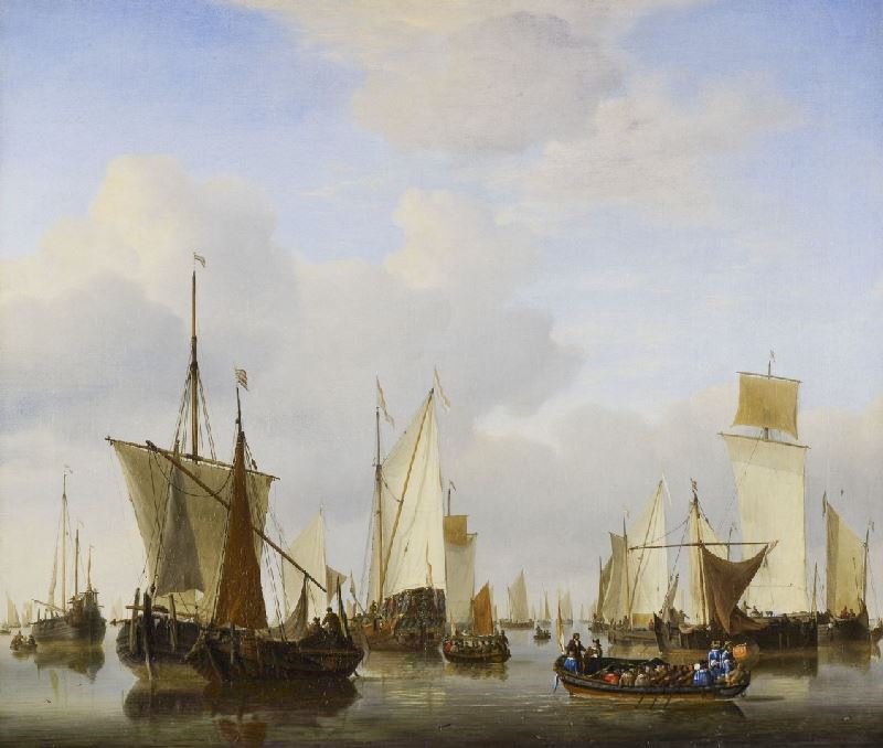 A CALM: A STATE’S YACHT, A BARGE AND MANY OTHER VESSELS UNDER SAIL