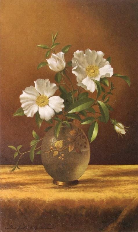 Cherokee Roses In An Opalescent Vase by Martin Johnson Heade