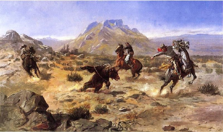 Capturing The Grizzly by Charles Marion Russell