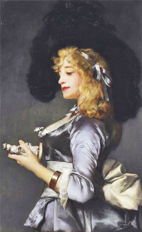 Lady With A Figurine by Jules-Adolphe Goupil