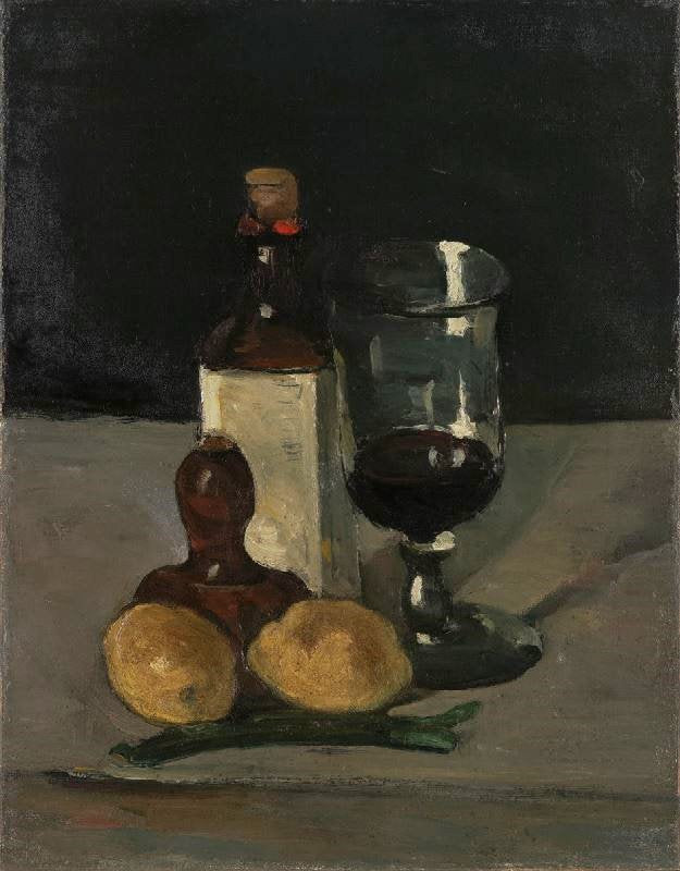 Still Life With Bottles, Glass And Lemons by Paul Cézanne