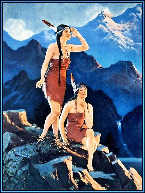 Two Indian Maidens On The Rock by Edward Mason Eggleston