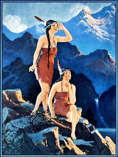 Two Indian Maidens On The Rock by Edward Mason Eggleston