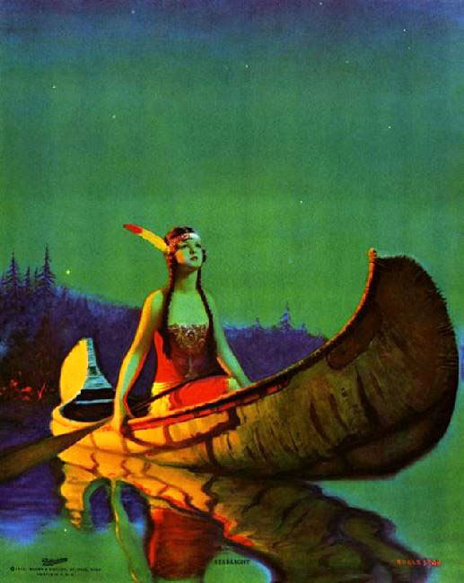 INDIAN GIRL IN A CANOE