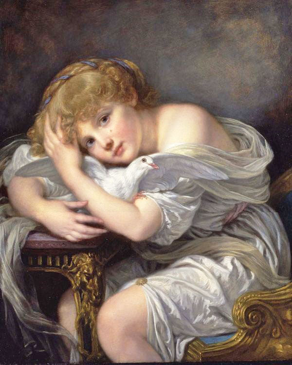 YOUNG GIRL WITH DOVE