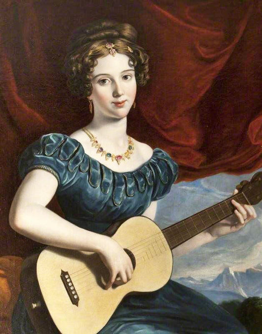 A Lady Of The Petre Family Playing The Guitar by Joseph Karl Stieler
