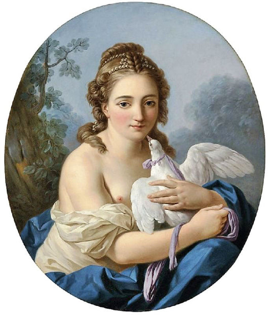 A Young Woman Holding A Dove by Louis Jean François Lagrenée