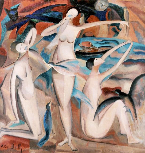 Bathers With Birds by Alice Baill
