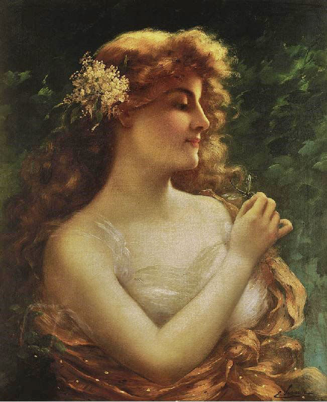 Young Woman With A Dragonfly by Emile Vernon