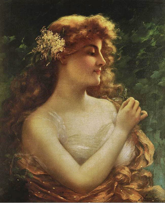 Young Woman With A Dragonfly by Emile Vernon