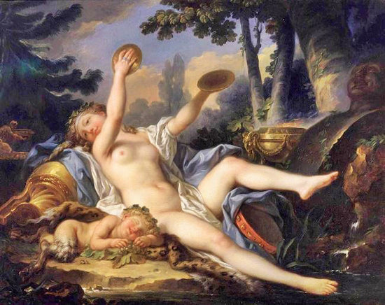 Reclining Bacchante Playing The Cymbals by Jean-Simon Berthélem
