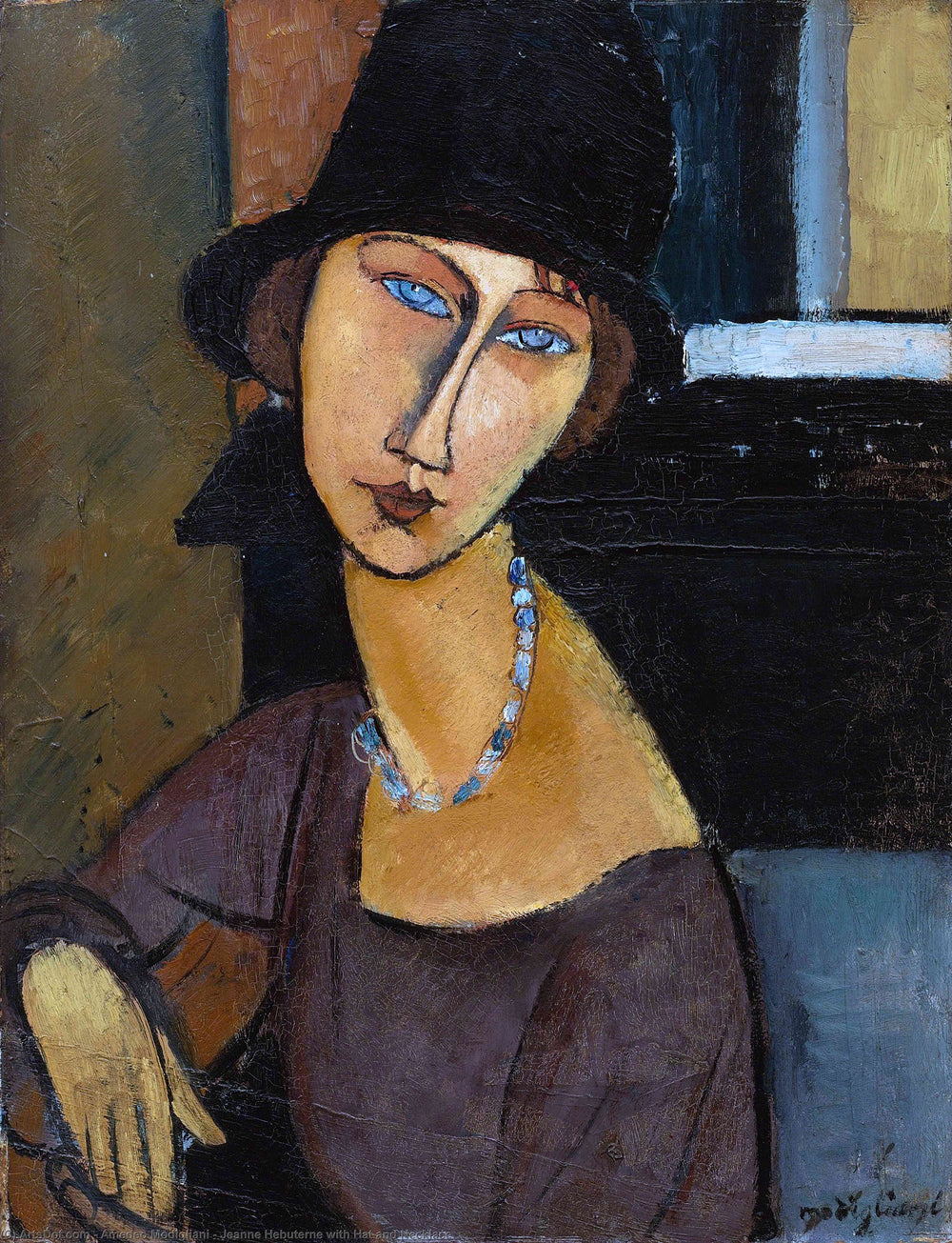 JEANNE HEBUTERNE WITH HAT AND NECKLACE