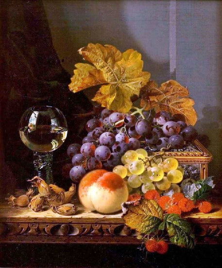 Still Life With Fruit, Nuts, And A Glass by Edward Ladell