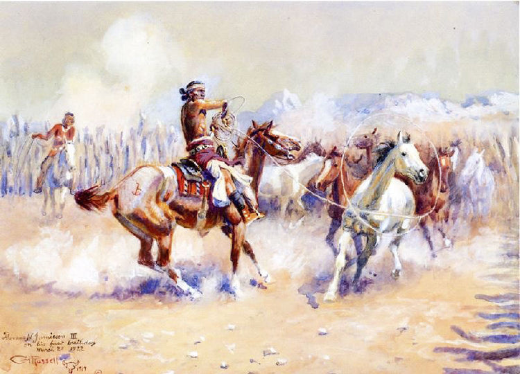 Navajo Wild Horse Hunters by Charles Marion Russell