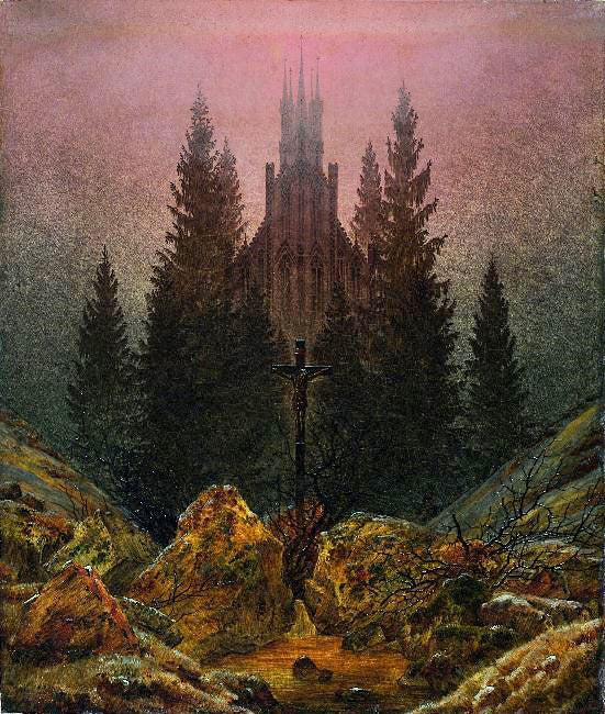 Cross And Cathedral In The Mountains by Caspar David Friedrich