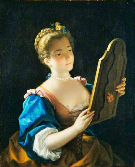 Portrait Of A Lady Looking At Her Mirror by Jean Raoux