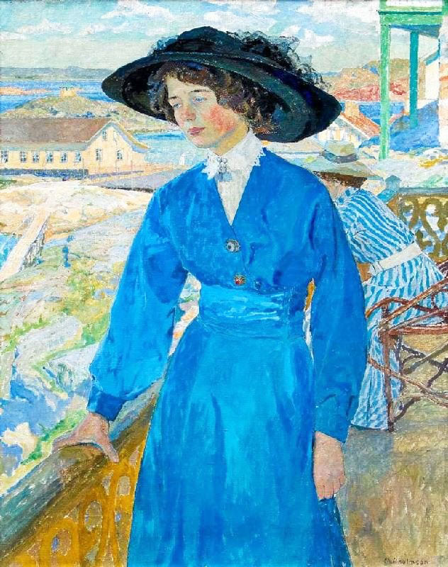 Woman In A Blue Dress by Carl Wilhelm Wilhelmson