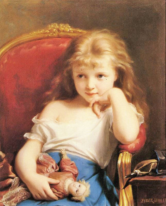 Young Girl Holding A Doll by Fritz Zuber-Buhler