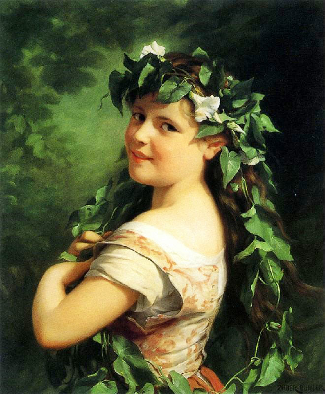 Girl With Wreath by Fritz Zuber-Buhler