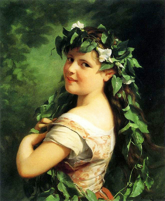 Girl With Wreath by Fritz Zuber-Buhler