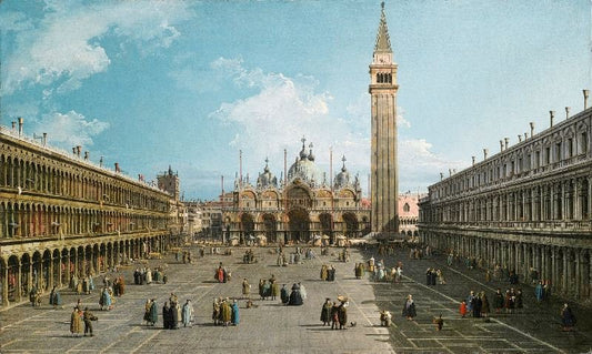 Venice, A View Of Piazza San Marco Looking East Towards The Basilica by Canaletto