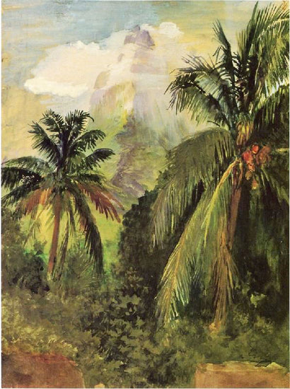 Early Morning, Uponohu, Looking South Towards Peak Of Maua Roa, From Our Hiuse, Garden Wall In Front by John La Farge