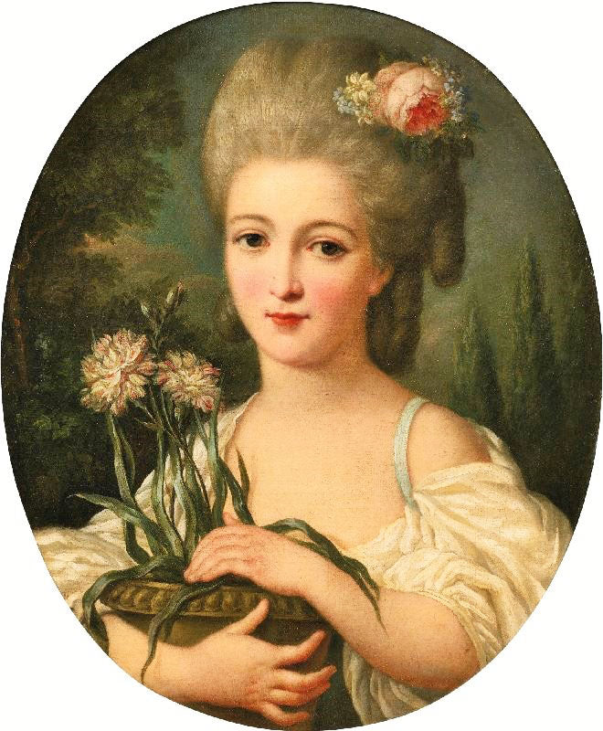 Portrait Of A Girl Holding A Flower Pot by Marie-Victoire Lemoine