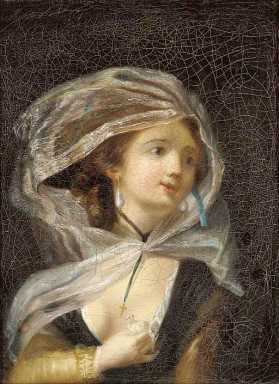 Young Woman With A Dove by Jean-Frédéric Schall