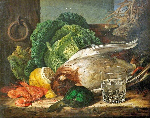 Still Life With Mallard, Prawns And Savoy by Edward Ladell