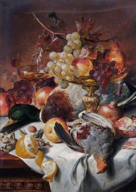 Still Life With Poultry And Fruit by Edward Ladell