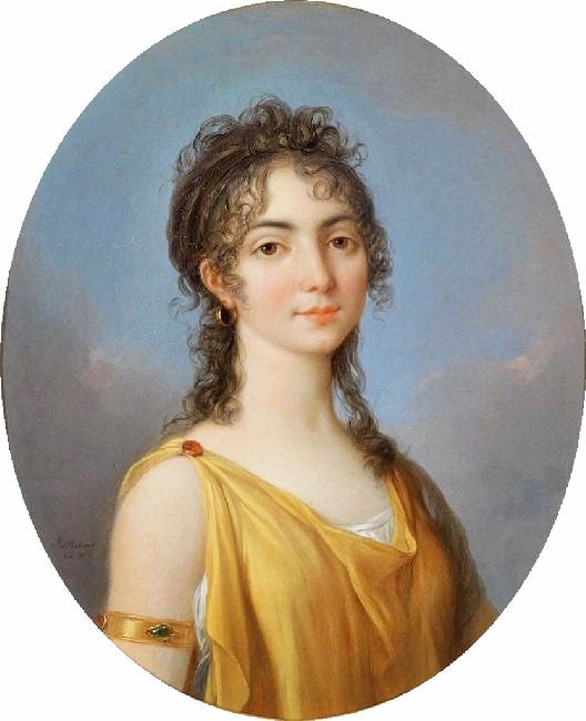 Portrait Of A Lady Wearing An Antique Costume And A Diamond Bracelet by Jean-Simon Berthélem