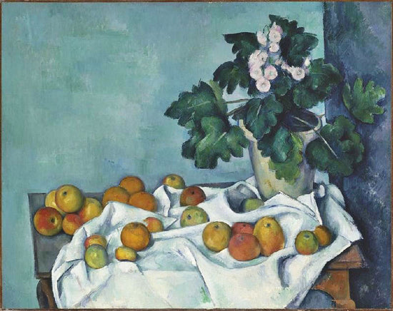 Still Life With Apples And A Pot Of Primroses by Paul Cézanne